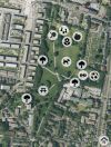 Johannes-Giesberts-Park - Luftaufnahme mit Icons der unterschiedlichen Park-Elemente